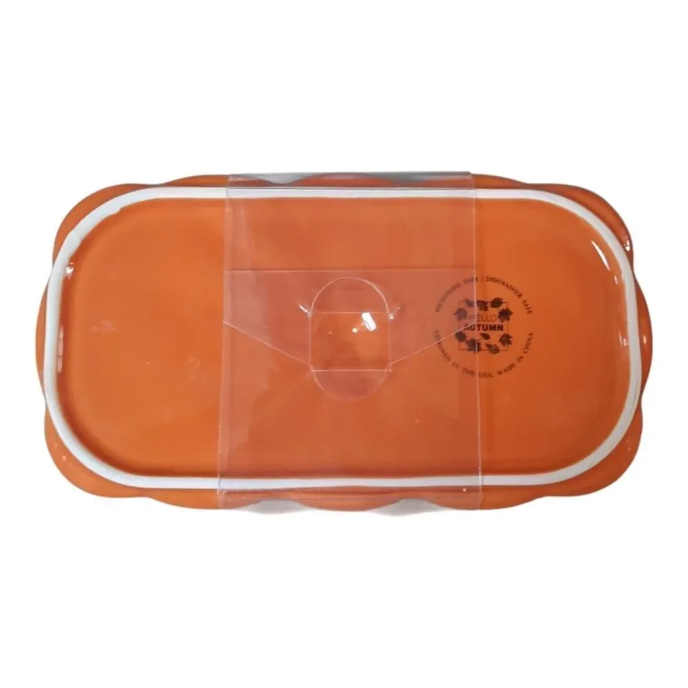 Hello Autumn Orange Pumpkin Butter Dish